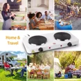 thumbnail image 3 of Wallfire 2000W Electric Double Burners Portable Coil Heating Hot Plate Stove with 5 Level Temperature Control Non Slip Rubber Feet for Home Dorm Camping White, 3 of 10