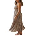 thumbnail image 4 of PENGXIANG Robe Nuisette Sexy pour Femmes Motif Léopard Kaki Col en V Profond Sans Manches une Pièce, 4 of 7