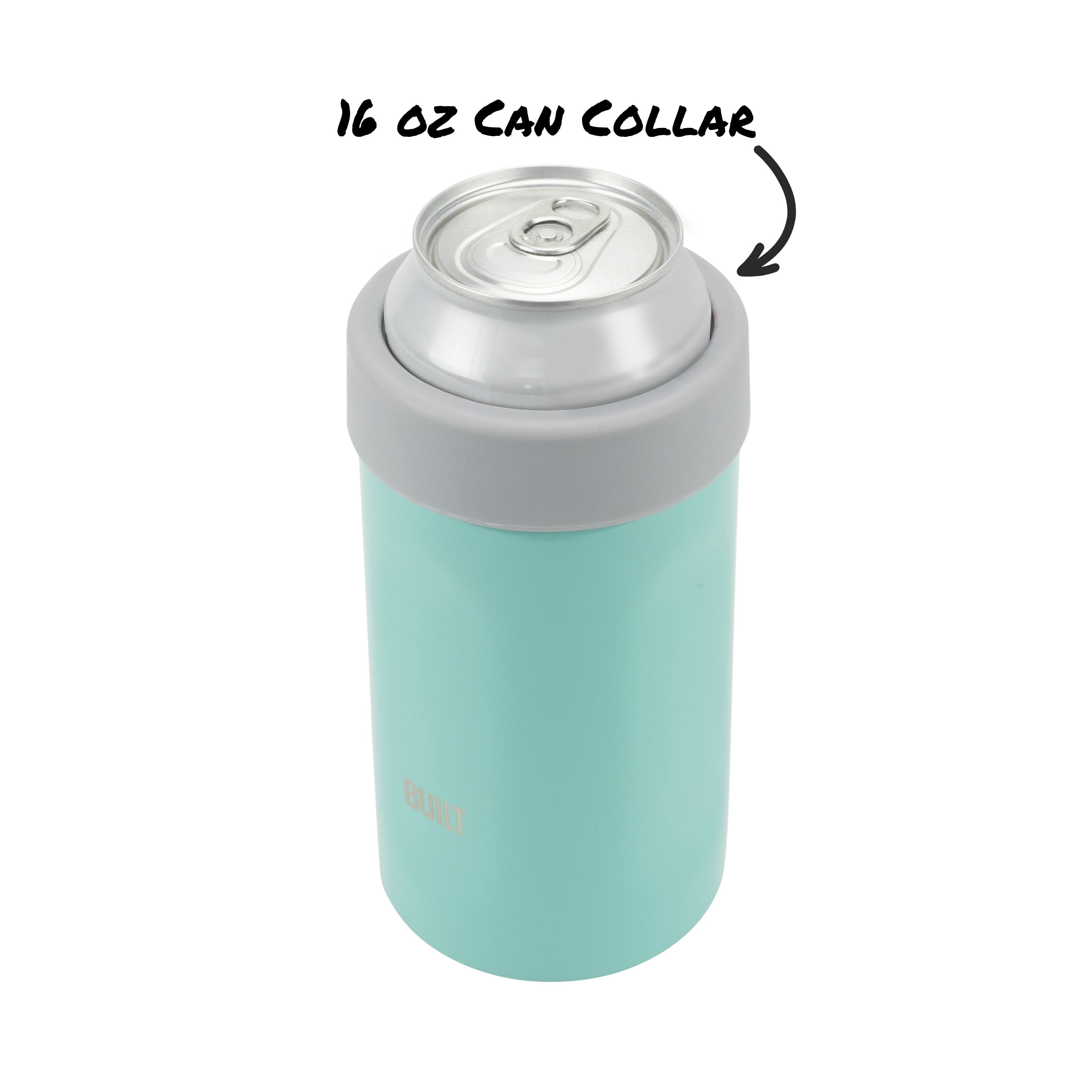 BUILT 5-in-1 14 oz Insulated Stainless Steel Can Cooler and Drink Sleeve Set, Cockatoo