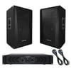 Sound Town Professional PA System with Pair of 15-inch Speakers, One Dual-Channel Power Amplifier and Audio Cables (CALLISTO-15STAS1)