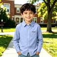thumbnail image 3 of Fozruso Boys Uniform Dress Shirt, Long Sleeve Button-Down Shirts for Kids School Daily Casual, 3 of 6