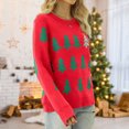 thumbnail image 4 of Suéter Pulls basiques pour femmes Tenue de vacances décontractée à motif d'arbre de Noël (Rouge S) Cgtredaw Rojo T S para Mujer, 4 of 6