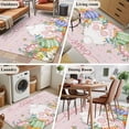 thumbnail image 5 of Hallway Runner Rugs 2.7x5 Ft, Easter Non Slip Area Rugs for Kitchen Bedroom Entryway, Country Rabbit Feet Eggs Leaves Pink Wooden Grain Washable Carpet Runner Rug Floor Mats for Bedroom Home Decor, 5 of 8