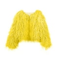 thumbnail image 6 of JGGSPWM Women's Cozy Shaggy Faux Furry Winter Outwear: Warm Long Sleeve Coat Jacket Yellow XL, 6 of 6