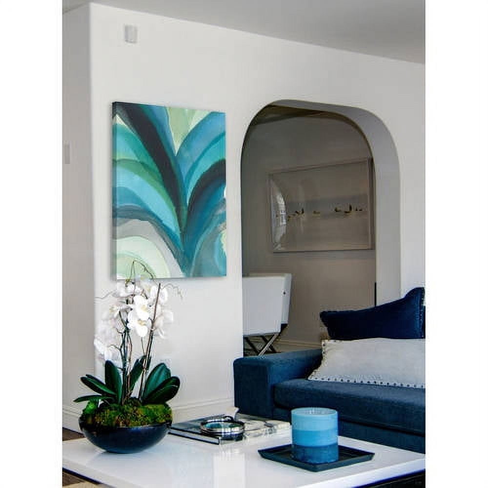 Marmont Hill "Blue Leaf Splash" Painting Print on Wrapped Canvas