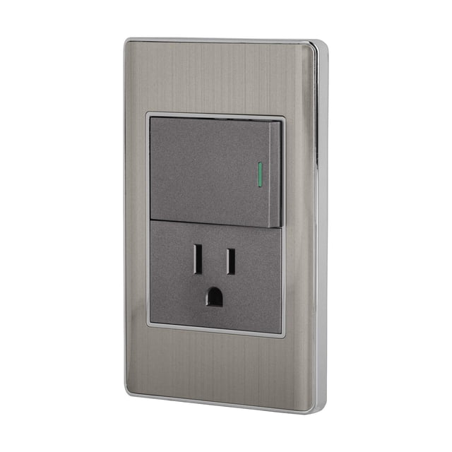 Placa armada acero interruptor y contacto 1.5 mód, Lisboa TRUPER PA-APCO15-LA