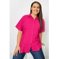 thumbnail image 4 of TIYOMI Ladies Plus Size Cotton Shirts Pink Short Sleeve 4X Collared Tops Solid Shirts Casual Button Down Tee Summer Loose Fit Blouse 4XL 24W 26W, 4 of 7