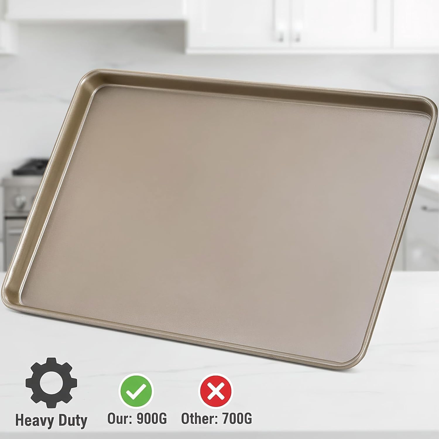 Nicunom Set of 2 Sheet Cake Pan, 11.8" x 17.5" Cookie Sheet, Nonstick Baking Pans Bakeware Toaster Oven Trays Set, Perfect for and Roasting, Commercial Or Home Use