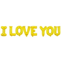 Fmbmuo Gold Letter Balloons 1 pcs Aluminum Film Decorations 16 Inch "I Love You"Letter , Balloon Sets for Birthday,Weddings, Anniversaries Decorations