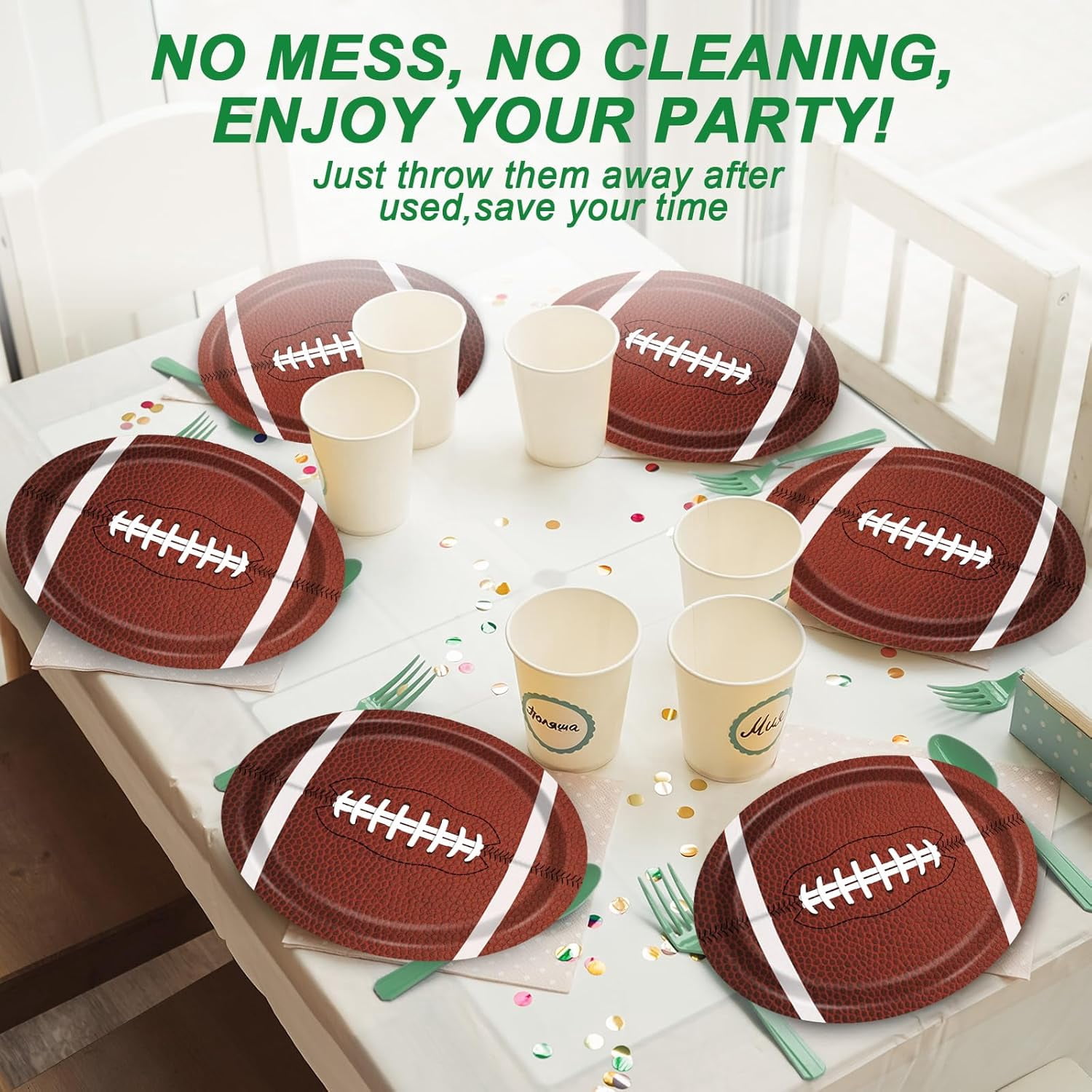 80 PCS Football Oval Paper Plates Large 11” Disposable American Rugby Sport Platters, Touch Down Boy Birthday Theme Party Heavy Duty Dish Tray for BBQ Gathering Picnic Carnival Dinner Party Tableware