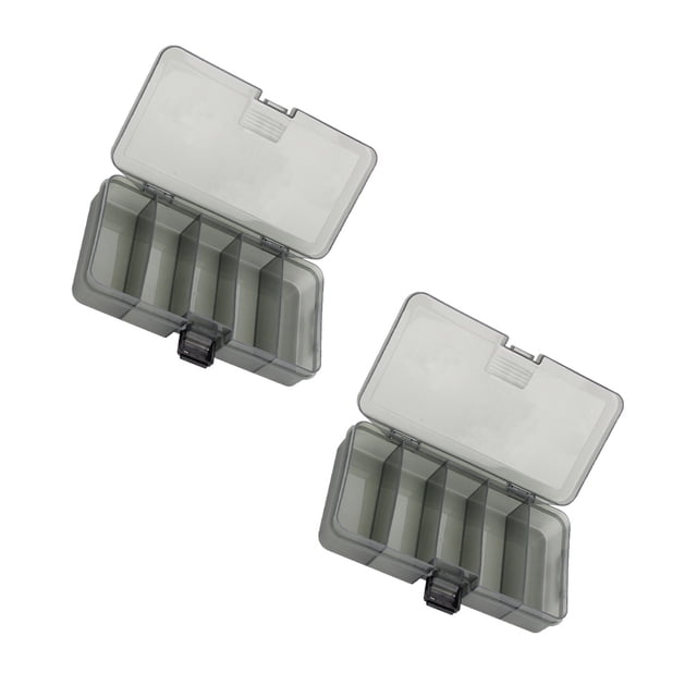 Xingzhi 2pcs Bait Fishing Tackle Container Baits Boxes Visible Gray Waterproof Plastic Case Storage Compartments Sporting 5 Grids