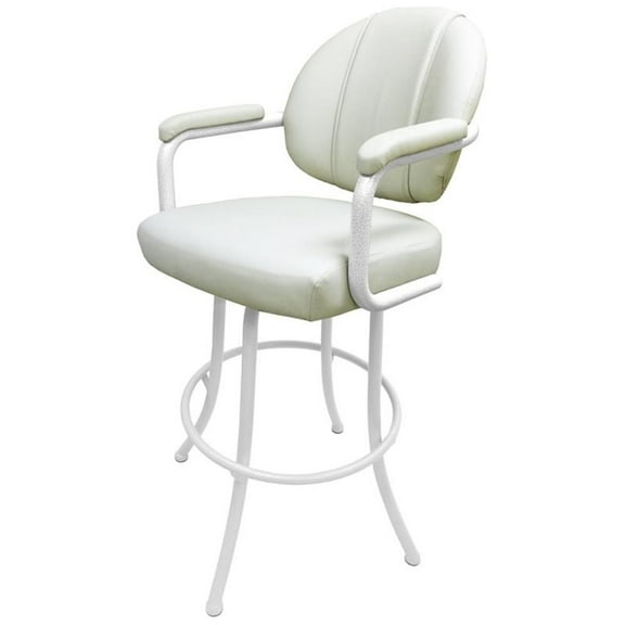Tobias Designs 34" Vinyl Swivel Tilt Extra Tall Bar Stool in Beige and White