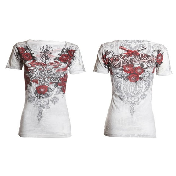 Rebel Saint By Affliction Womens Short Sleeve T-Shirt SOPHIA V-neck