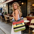 thumbnail image 5 of Ovzne Summer Crochet Embroidered Letter Beach Tote Bag Large Capacity Travel Shoulder Straw Bag, 5 of 6