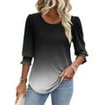 thumbnail image 5 of Charella Women's 2025 Fashion Tops 3/4 Length Puff Sleeve Business Dressy Casual Blouses Summer Tees Shirts (XL, Black), 5 of 8