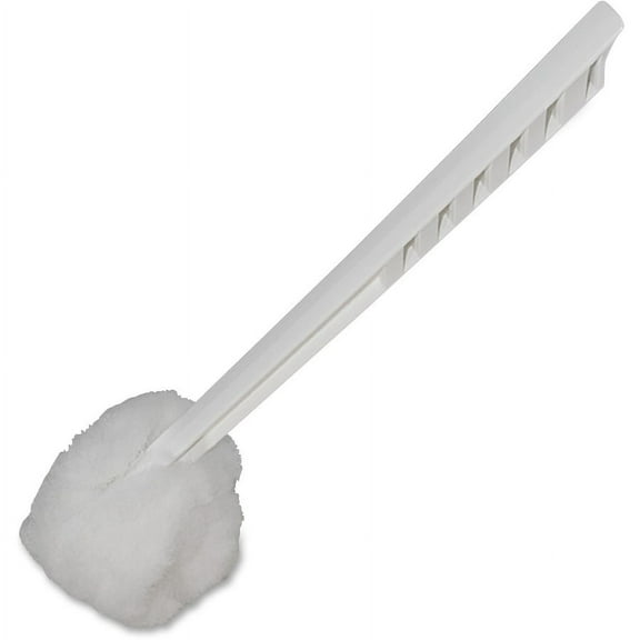 Genuine Joe Toilet Bowl Mop - 4.50" Head - 12" Plastic Handle - Durable, Scrubber Strip, Acid Resistant - 25 / Carton - White | Bundle of 2 Cartons