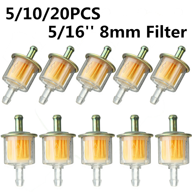 5/10/20 X Universal Motorcycle Inline Petrol Fuel Line Filter 5/16 Inch