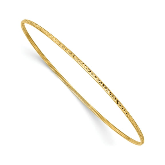 14k Yellow Gold 1.5mm Diamond-Cut Slip-on Bangle Bracelet