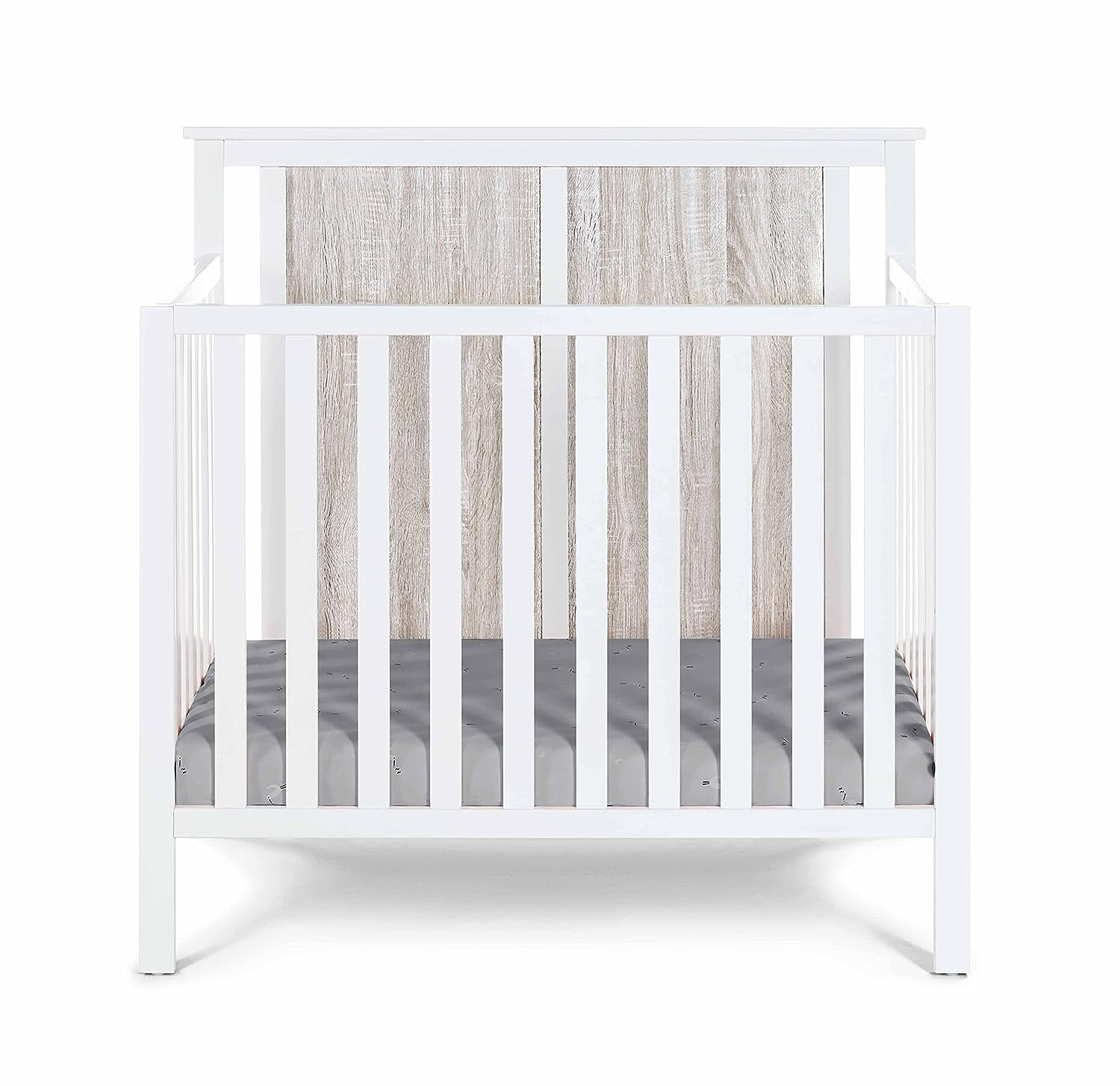 Suite Bebe Connelly Mini Crib with Mattress Pad, White & Rockport Gray