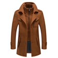 thumbnail image 4 of WINSTAND Abrigo de lana Otoño Invierno Gabardina de lana Moda Chaqueta larga media Hombre Abrigo con cremallera de cuello doble Cortavientos, 4 of 4