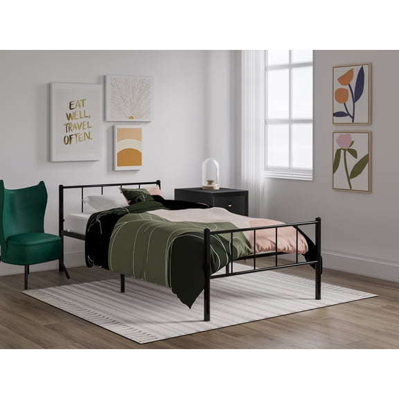 BK Furniture Austin Modern Metal Twin Bed, Black