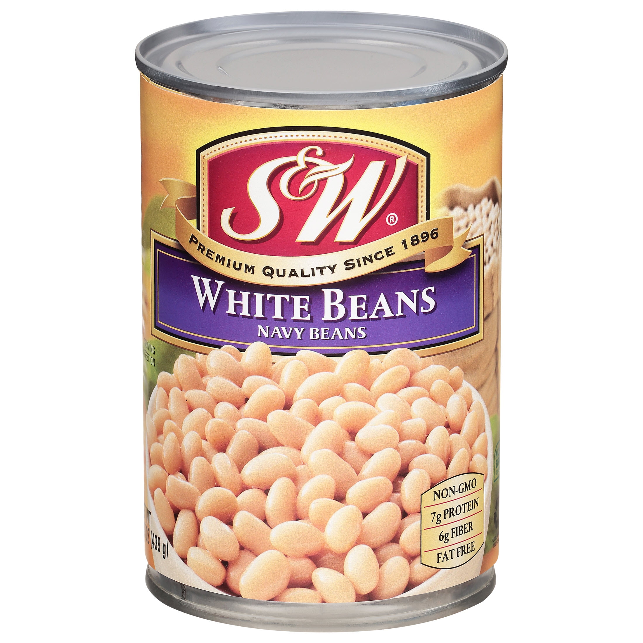 S&W White Beans - Navy Beans - 15.5 oz. Can