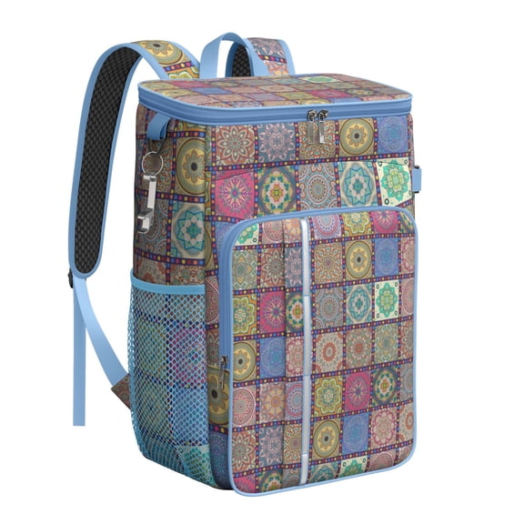 Vintage Fashion Insulated Backpack Cooler - 20L Soft Cooler Bag, Tribal Patterns for Camping