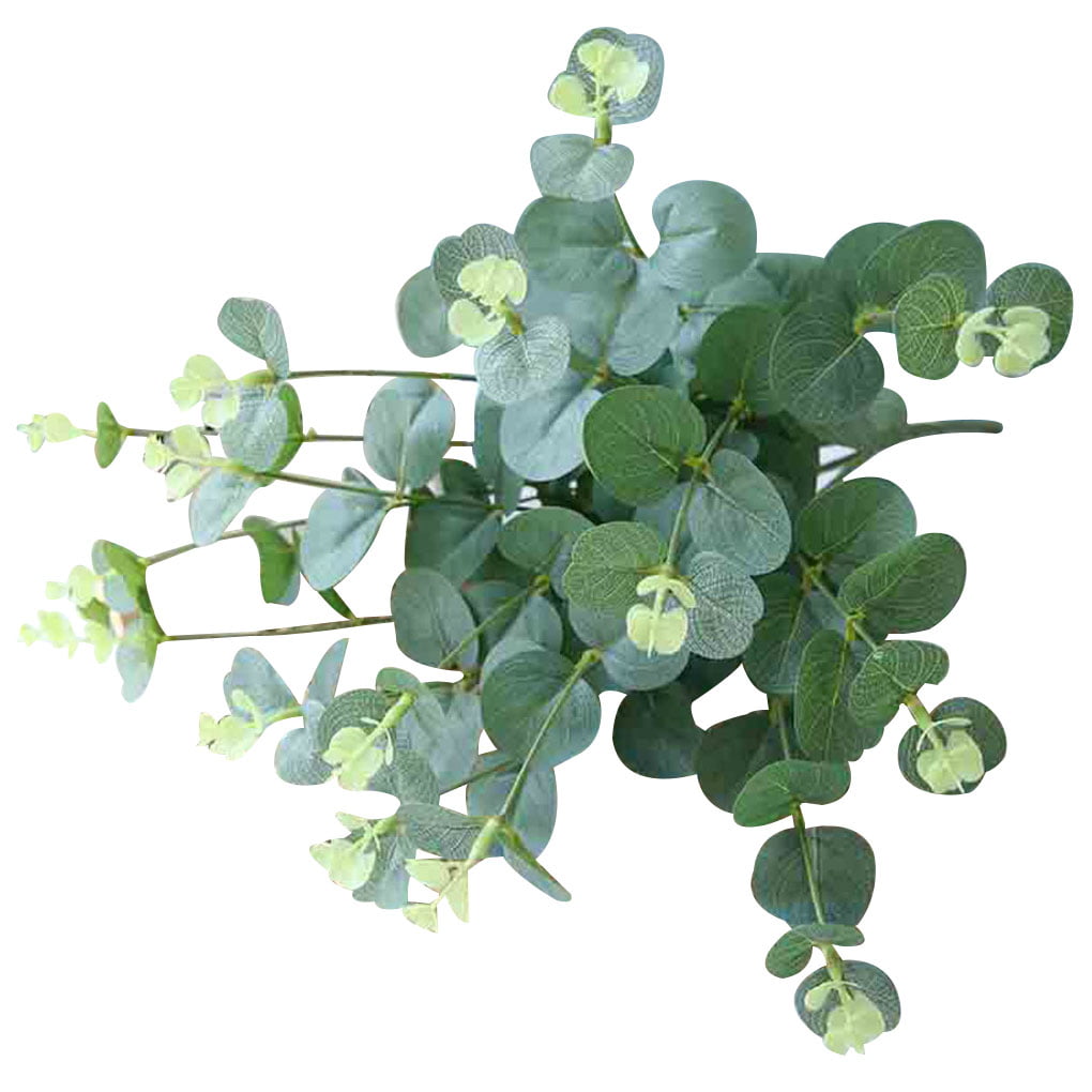 4 Heads Artificial Silk Leaves Eucalyptus Green Plant Leaves Flowers Home Decor 