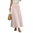 thumbnail image 3 of Busydd Linen Long Skirts for Women Trendy Stretch Solid Color Fall Skirt Casual Elastic Waist Maxi Skirt, 3 of 8