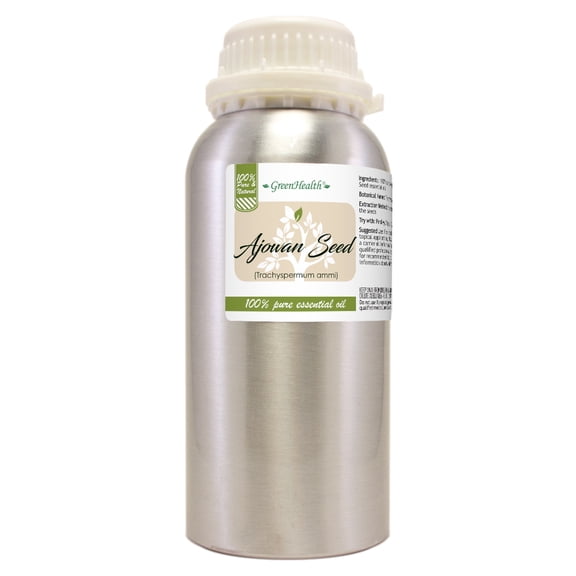 GreenHealth Ajowan Seed Essential Oil, 16 fl oz, 100% Pure Essential Oil, Aluminum Bottle with Locking Cap