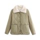 thumbnail image 2 of Parkas de manga larga para mujer, chaqueta informal de manga larga de colores, sin capucha y con solapa, chaqueta de algodón para mujer, 2 of 3