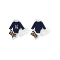 thumbnail image 2 of Rovasas Baby Girls Outfit Rugby Letter Print Romper Skirt Headband Stocking, 2 of 9