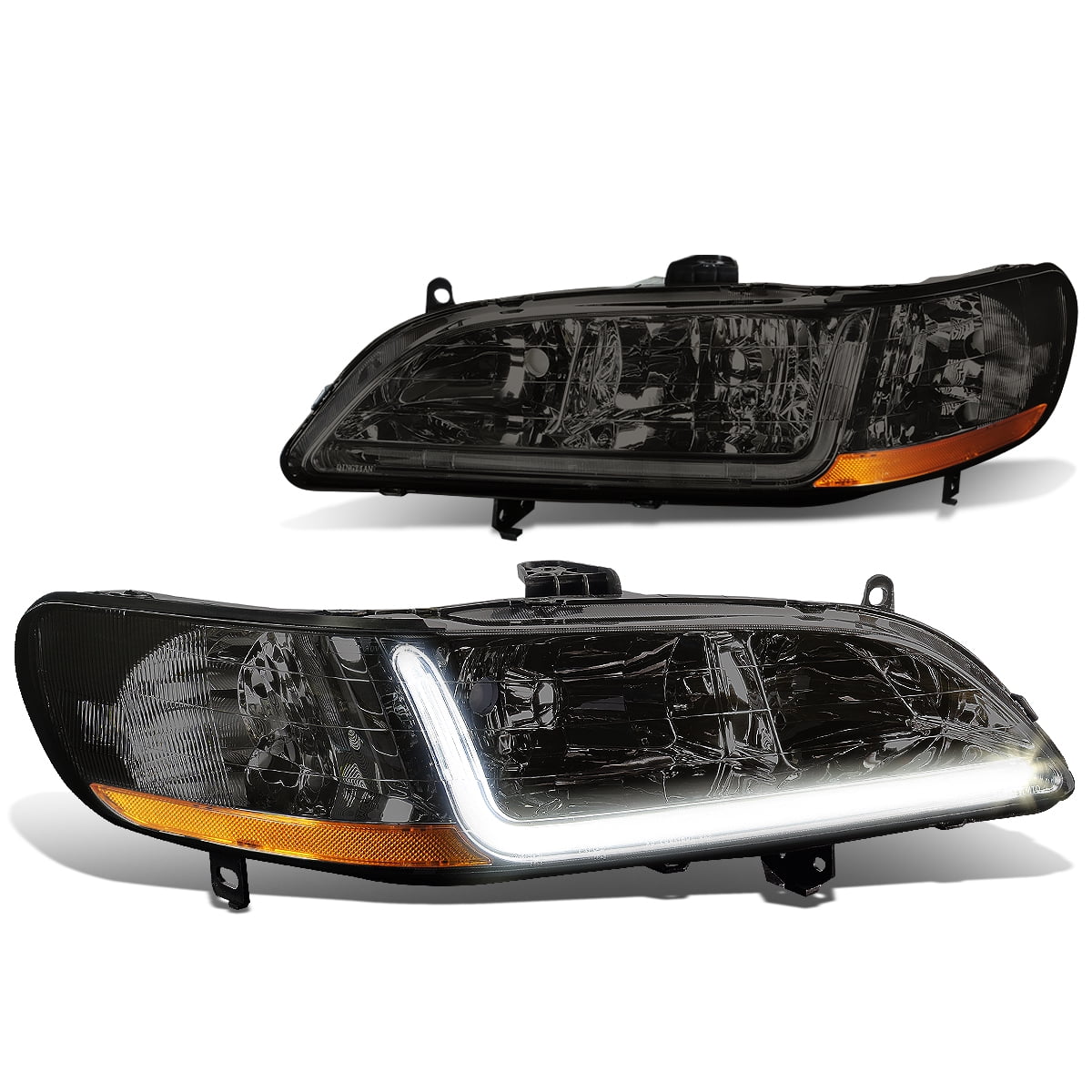 For 1998 to 2002 Honda Accord LED DRL Light Bar Headlight Smoked