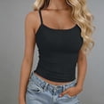 thumbnail image 2 of HappyYEE Women's Slim Fits Camisole Summer Spaghetti Strap Round-Neck Comfy Tank Tops Casual Daily Sleeveless Crop Tops,Black,One Size, 2 of 6