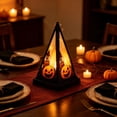thumbnail image 5 of Vintage Halloween Pyramid LED Handheld Wind Lamp, Witch Skull Pumpkin Decor Light, Ambient Tabletop Ornament for Indoor Household Holiday Scene Display, 5 of 6