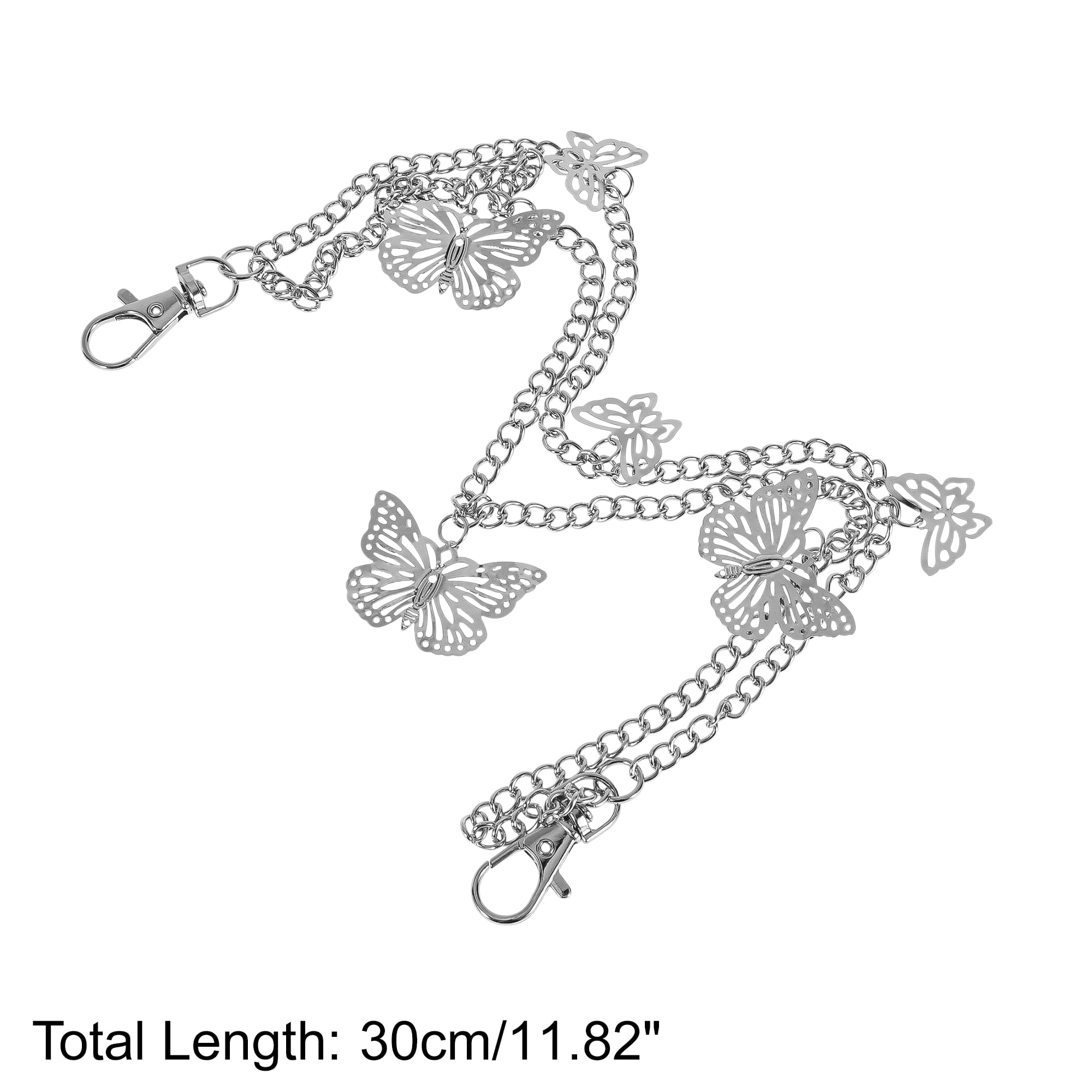 Unique Bargains Butterfly Charms Adjustable Waist Belt with Chain Links Clasp [11.81"]