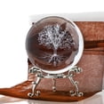 thumbnail image 2 of Bola de cristal del árbol de la vida de 60 mm con soporte Pisapapeles decorativo Esfera de árbol de la vida de vidrio grabada con láser en 3D Decoración novedosa para el hogar, 2 of 5