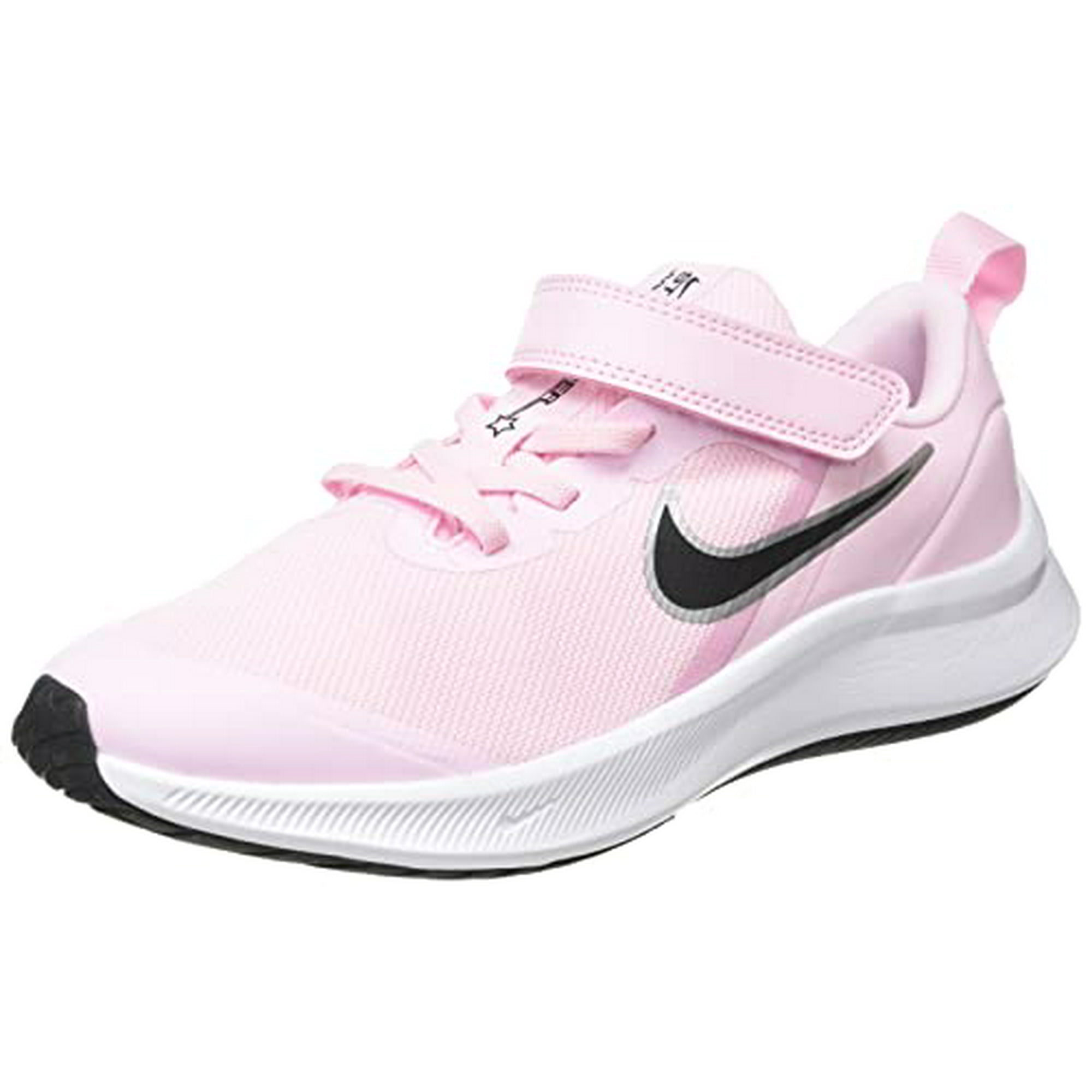 Black nike trainers with pink tick discount