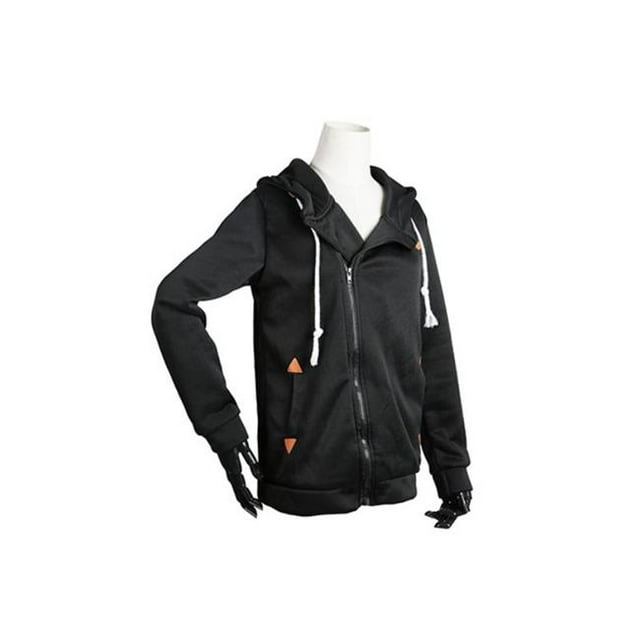 Fresh Fab Finds FFF-L-GPCT758 Womens Full Zip-up Brushed Inner Hoodie Sweatshirt, Black - Large