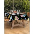 thumbnail image 2 of Easter Outdoor Tablecloth - 60x120 Inch Rectangle Dining Table Cover, Spring Watercolor Bunny Eggs Flowers Black Waterproof Outdoor Table Cloth with Umbrella Hole & Zipper for Picnic/Patio/Party, 2 of 7