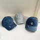 thumbnail image 3 of Gorra de béisbol con letras bordadas, ajustable, unisex, de mezclilla, gorra ajustada para primavera y verano, azul oscuro Y M 22.05-22.83in, 3 of 6