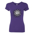 thumbnail image 2 of Wild Bobby Radiating Sun Puff Print Fashion Womens Slim Fit Junior Tee, Purple Rush, Small, 2 of 6