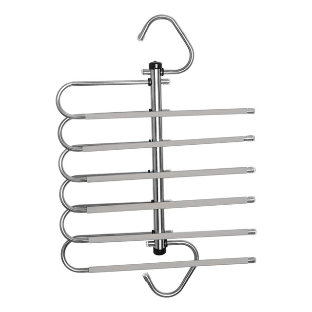 Xihbxyly Perchero de Acero Inoxidable para Pantalones, Perchero Plegable, Organizador de Pinzas para Ropa Interior, Armario Telescópico Multicapa, Solución para Guardarropa En Casa, Material de Prime