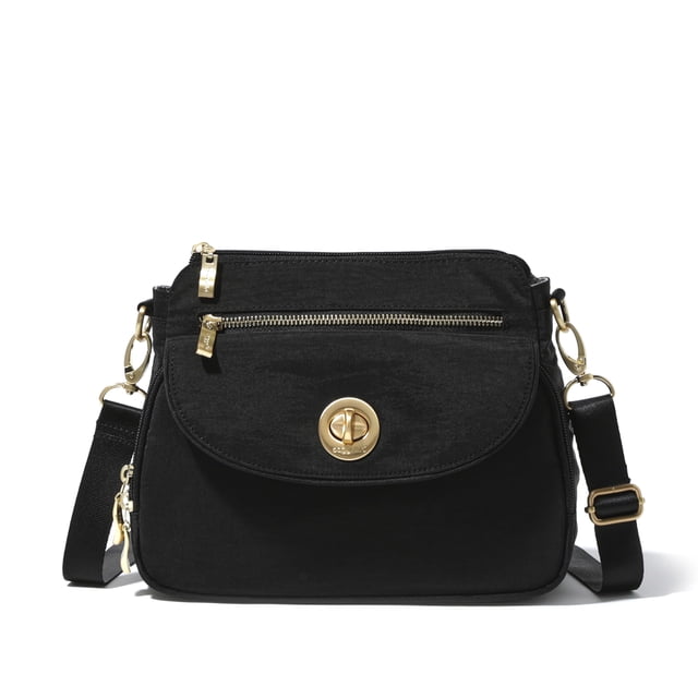 Bandolera Baggallini Calais para mujer, color negro/dorado, RFID