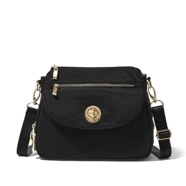 Bandolera Baggallini Calais para mujer, color negro/dorado, RFID