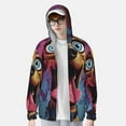 thumbnail image 2 of Balery Cartoon Big-Eyed Dog Sudadera ligera de manga larga con capucha y protección solar UPF 50+ para hombre y mujer, ideal para pesca y running-Medium, 2 of 7