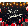 thumbnail image 4 of Black Background Happy Birthday Banner with Star Balloons and Gift Boxes Party Backdrop Decor for Birthday Parties Photography Props Celebrations Decorations, 4 of 7