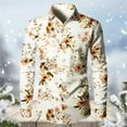 thumbnail image 2 of Long Sleeve Shirts for Men Casual 3D Floral Print Comfortable Button Down Lapel Blouses Loose Fall Lightweight Mens Dress Shirts Orange M, 2 of 3
