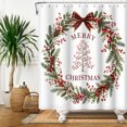 thumbnail image 5 of Duangreer Farmhouse Winter Bathroom Shower Curtain with 12 Hooks, Xmas Wreath Waterproof Curtain for Bathroom, 72"x84", 5 of 5