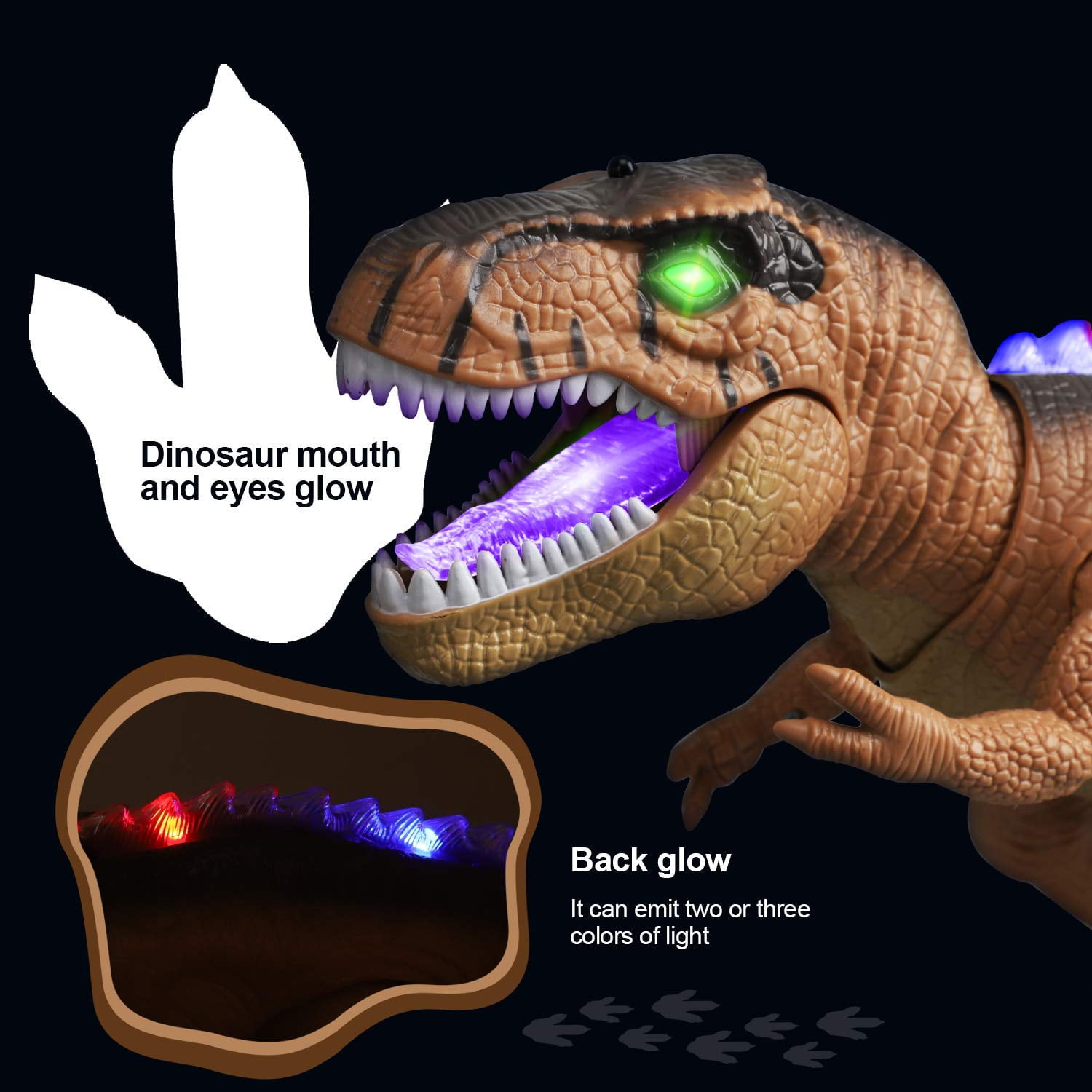 Ficcug Remote Control Dinosaur Toys for Boys,Walking RC Robot Toys with Light-Up LED Eyes Body,Gifts for 3-5 4-7 8-12 Kids